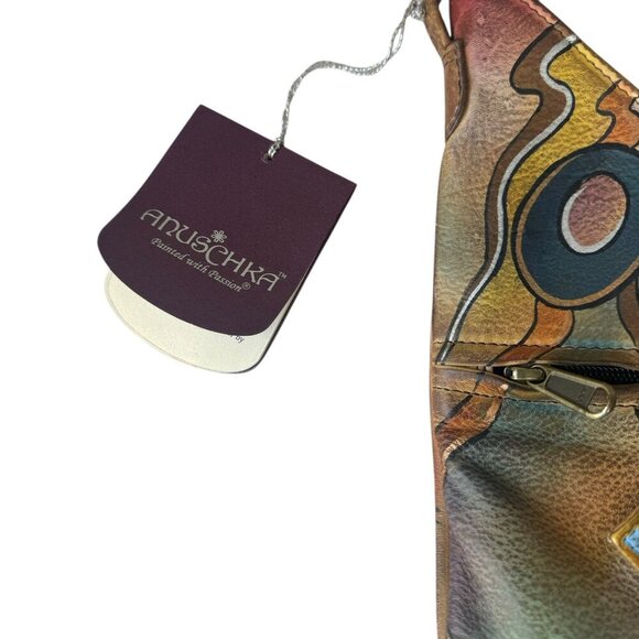 Anuschka Hand Painted Leather abstract Flap Crossbody Bag NWT 257-AT artsy art - Picture 5 of 13